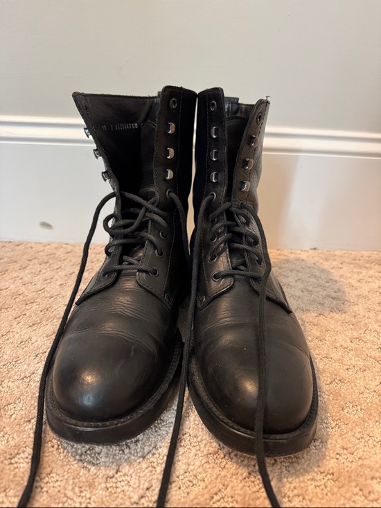 Ralph Lauren Purple Label Black Leather Lace-Up Combat Boots main image 12